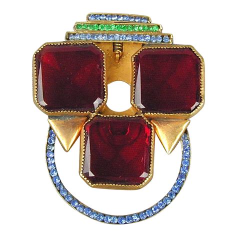 art deco rhinestone clip  vintage jewelry art deco dress clip