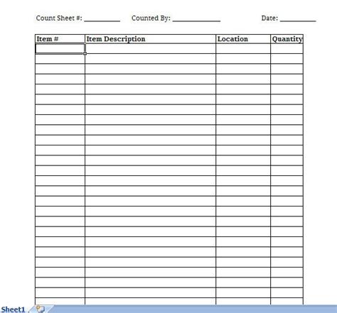 inventory sheets printable inventory spreadsheet  printable