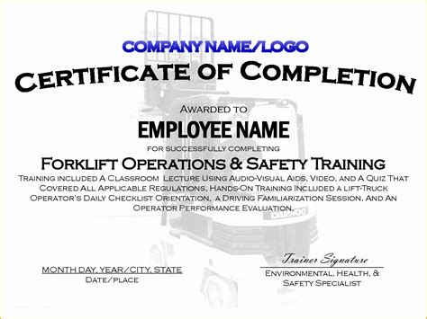 forklift certification card template   forklift training
