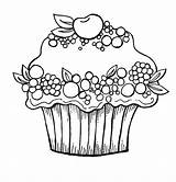 Coloring Cupcake Pages Colouring Cupcakes Printable Berry Happy Birthday Gambar Cherry Mewarnai Sheets Valentine Cup Fruit Library Food Cookie Clipart sketch template