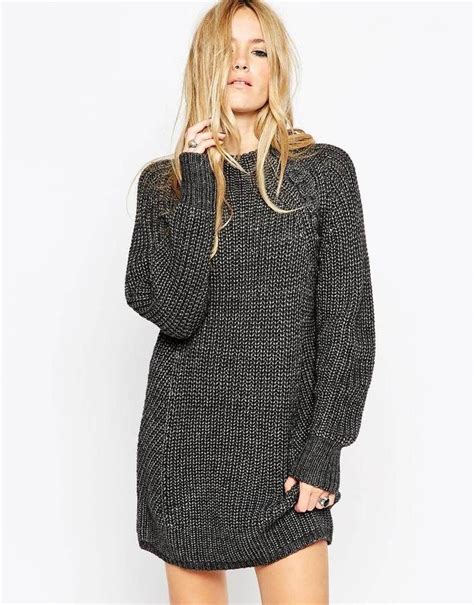 asos collection asos chunky sweater dress  cable detail  grown  neck chunky sweater