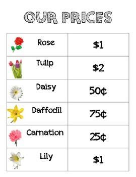 flower shop prices  dramatic play preschool garden spring preschool