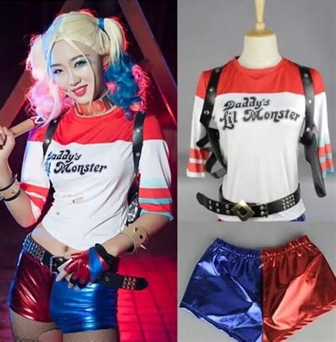 Batman Movie Suicide Squad Harley Quinn T Shirt Shorts Cosplay Costume