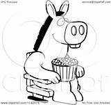 Donkey Movie Clipart Popcorn Happy Theater Cartoon Thoman Cory Outlined Coloring Vector Watching Eating 3d sketch template