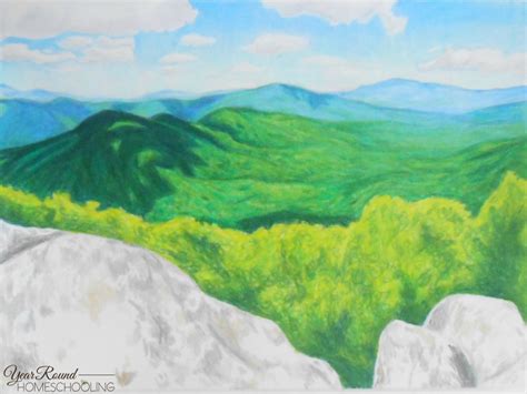 landscape mountain color pencil drawing treadlecoidpics