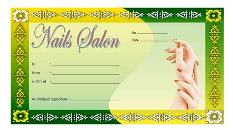 nail salon gift certificate template  printable  salon gifts