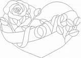 Roses Ribbon Heart Ribbons Hearts Uploaded sketch template