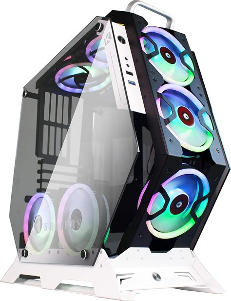 kediers  pcs rgb fans atx mid tower pc gaming case open computer tower case usb remote