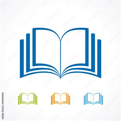 open book icon color book icon vector isolated  white background book icon flat logo stock