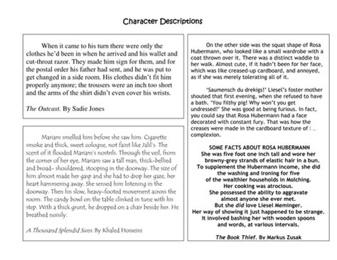 creative writing character teaching resources