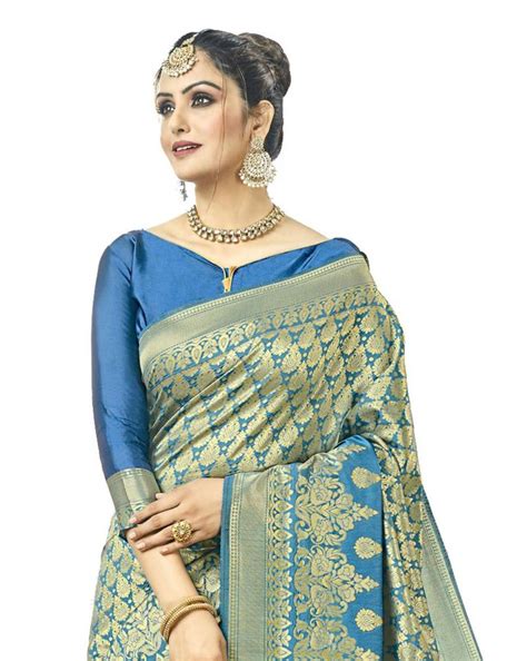 teal woven kanchipuram silk saree with blouse viva n diva 3336521