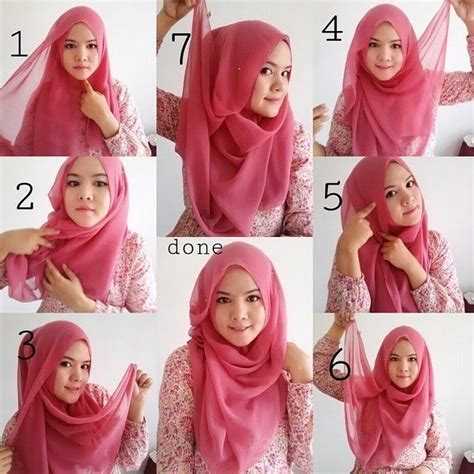 tutorial hijab segi empat simple dan praktis ragam muslim in 2020
