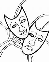 Tragedy Comedy Coloring Mask Pages Gras 1000 Clipartbest Mardi Clipart Masks sketch template
