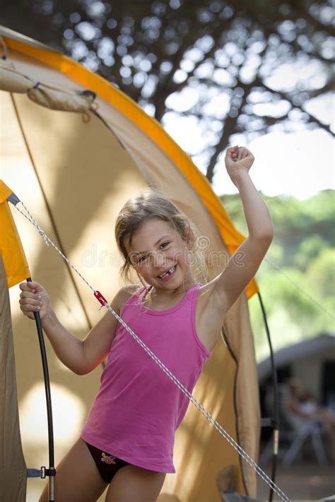 girl on camping vacation stock image image of happiness