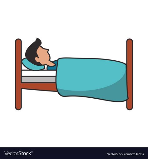 Man Sleeping On Bed Sideview Cartoon Royalty Free Vector