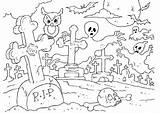 Cementerio Cimitero Friedhof Kerkhof Malvorlage Graveyard Miedo Kleurplaten Ausmalbild Educima Schulbilder sketch template