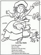 Coloring Muffet Miss Little Pages Nursery Rhymes Rhyme Printable Jack Jill Opposites Preschool Fun Spiders Tuffets Color Kids Activities Sheets sketch template