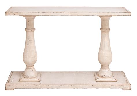 decmode    rectangular antique white wood console table