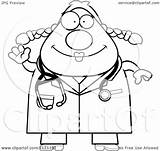 Surgeon Veterinarian Waving Doctor Female Clipart Cartoon Cory Thoman Outlined Coloring Vector sketch template