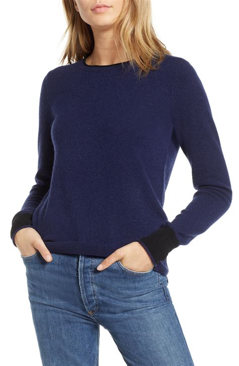 lyst nordstrom  cashmere crewneck sweater  blue