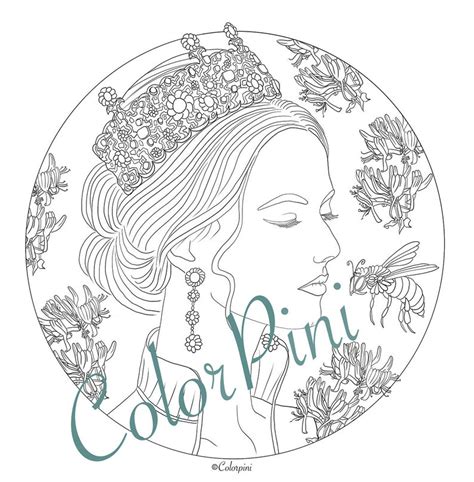 spring queen set colorpini printable adult coloring pages etsy