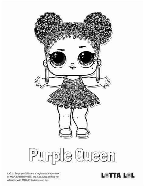 lol dolls coloring page awesome purple queen lol surprise doll coloring