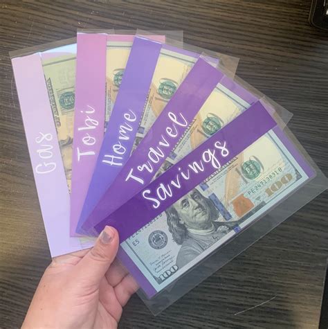 set   clear laminated cash envelopes purple  set etsy