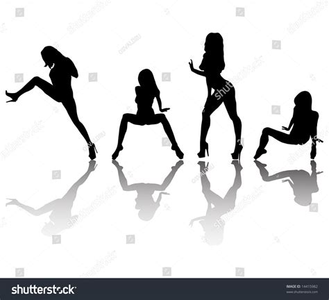 silhouettes of girls in sexual poses without clothes stock vector illustration 14415982