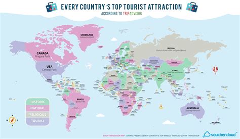 world map reveals  top tourist attraction   country