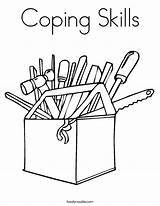 Coloring Coping Skills Tool Box Toolbox Worksheet Kids Printable Construction Sheets Fathers Happy sketch template