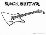 Guitar Coloring Pages Electric Rock Kids Guitars Printable Colouring Book Cool Instrument Print Roll Musical Clipart Templates Outline Adult Grand sketch template