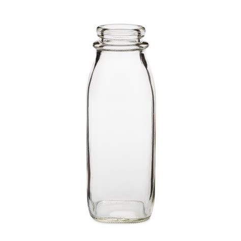 16 Oz Clear Glass Tall Milk Bottles Cap Not Included