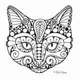 Coloring Cat Pages Adult Adults Mandala Printable Zentangle Books Easy sketch template