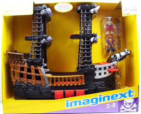 fisher price imaginext black  red pirate ship   figures ebay