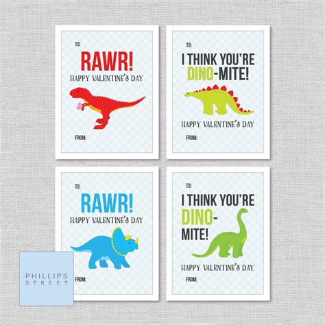 printable dinosaur valentines day cards classroom