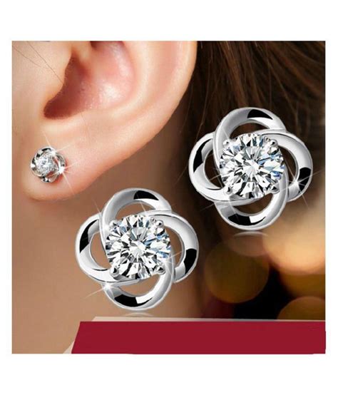 cz sterling silver stud earrings  women girls  stylish teens