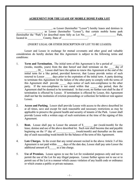 mobile home park lease agreement fill  printable fillable blank pdffiller