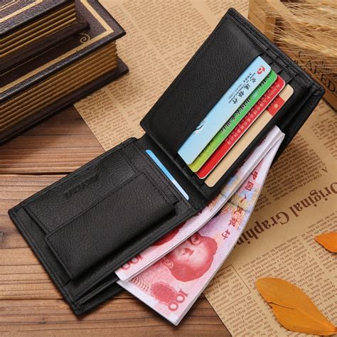 jinbaolais luxury genuine leather mens short bifold casual wallets