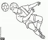 Footballer Coloring Hits Ball Uložené Oncoloring Pages sketch template