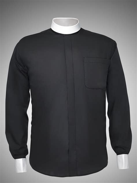 mens long sleeve banded collar designer clergy shirt   colors black red purple fuchsia