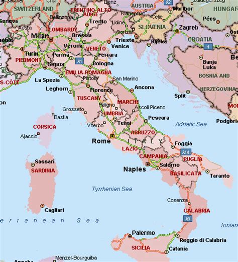 landkaart italie lastminuteitalienet
