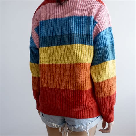 rainbow sweater multicolor megoosta fashion  shipping