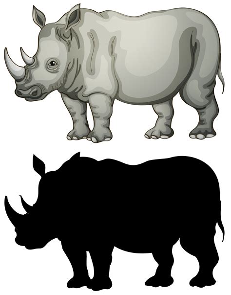 set  rhinoceros character  vector art  vecteezy