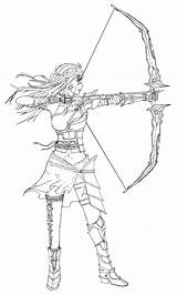 Archer Female Lineart Drawing Sketch Coloring Getdrawings Pages Deviantart Template sketch template