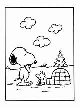 Coloring Pages Snoopy Christmas Woodstock Peanuts Color sketch template