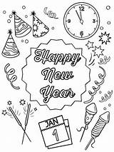 Coloring Year Happy Pages Printable Kids Sheets Party Adult Holidays Years Color Card Christmas Tegninger Nytår Print Chinese Pdf Crafts sketch template