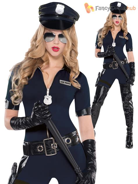 adults sexy police officer costume ladies wpc fancy dress outfit