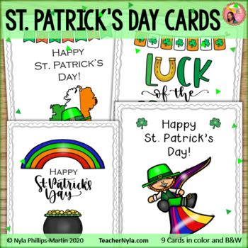 st patricks day cards printable  nylas crafty teaching tpt
