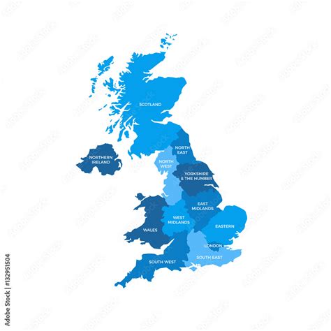 united kingdom uk regions map stock vector adobe stock