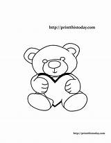 Coloring Bear Teddy Heart Pages Printable Holding Printthistoday sketch template